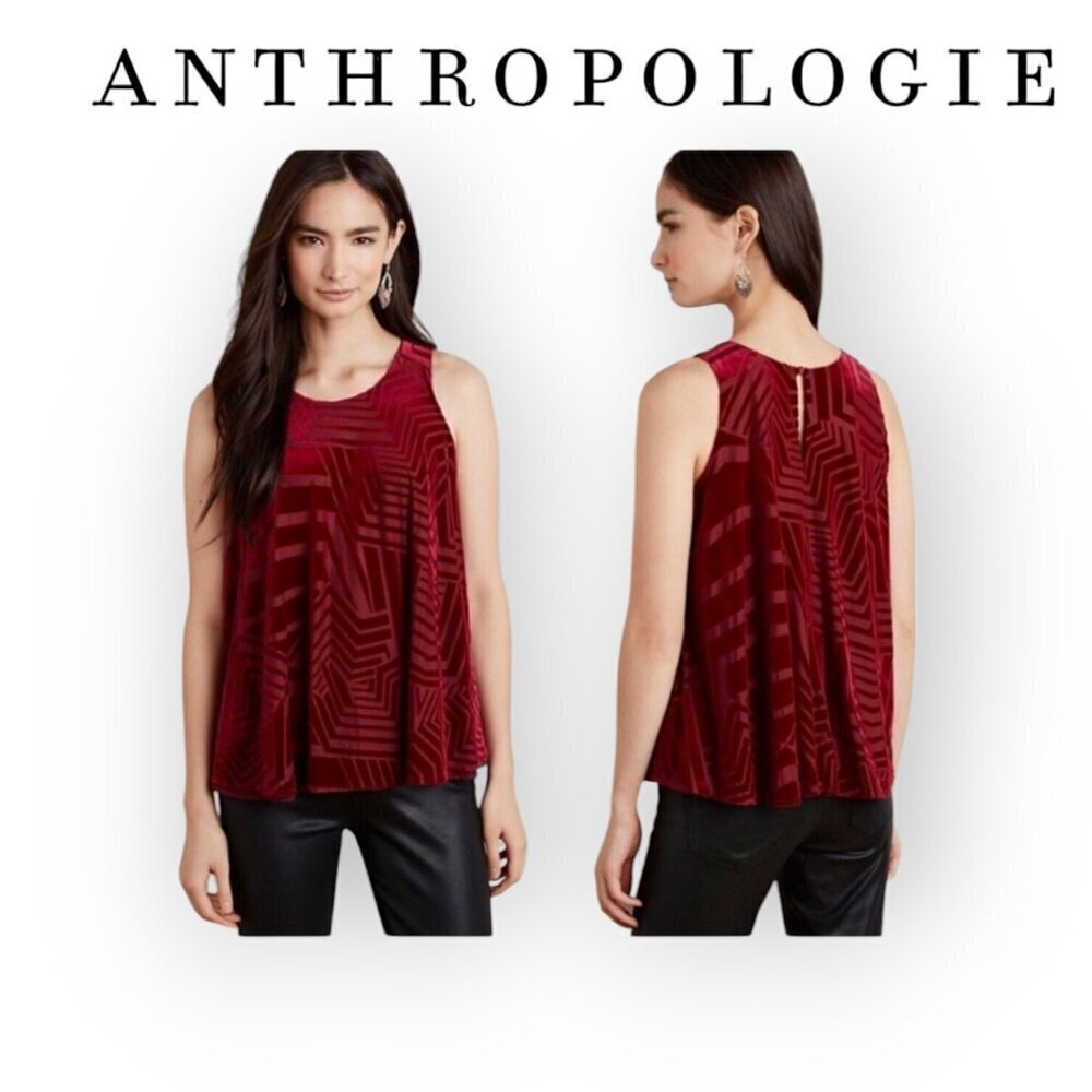 Anthropologie Sunday In Brooklyn Burgundy Velvet Tank Top Sleeveless Size S